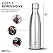 Modern Innovations 17 Ounce Stainless Steel Water Bottles, Vacuum Insulated Double Walled Leak Proof Sports Water Bottle, 1 Pack, Chrome