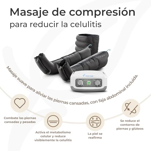 Venen Engel 4 Home Pressotherapy Massage Equipment with Leg Boots and Abdominal Belt, 4 Air Chambers, Pressure and Time Easily Configurable