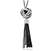 Long Tassel Necklace Silver Tone Lovely Knot Tassel Pendant Knot Snake Chain for Women