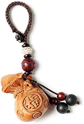 Peach Wood Cell Phone Car Keychain Pendant Handbag Charm Brand Key Ring