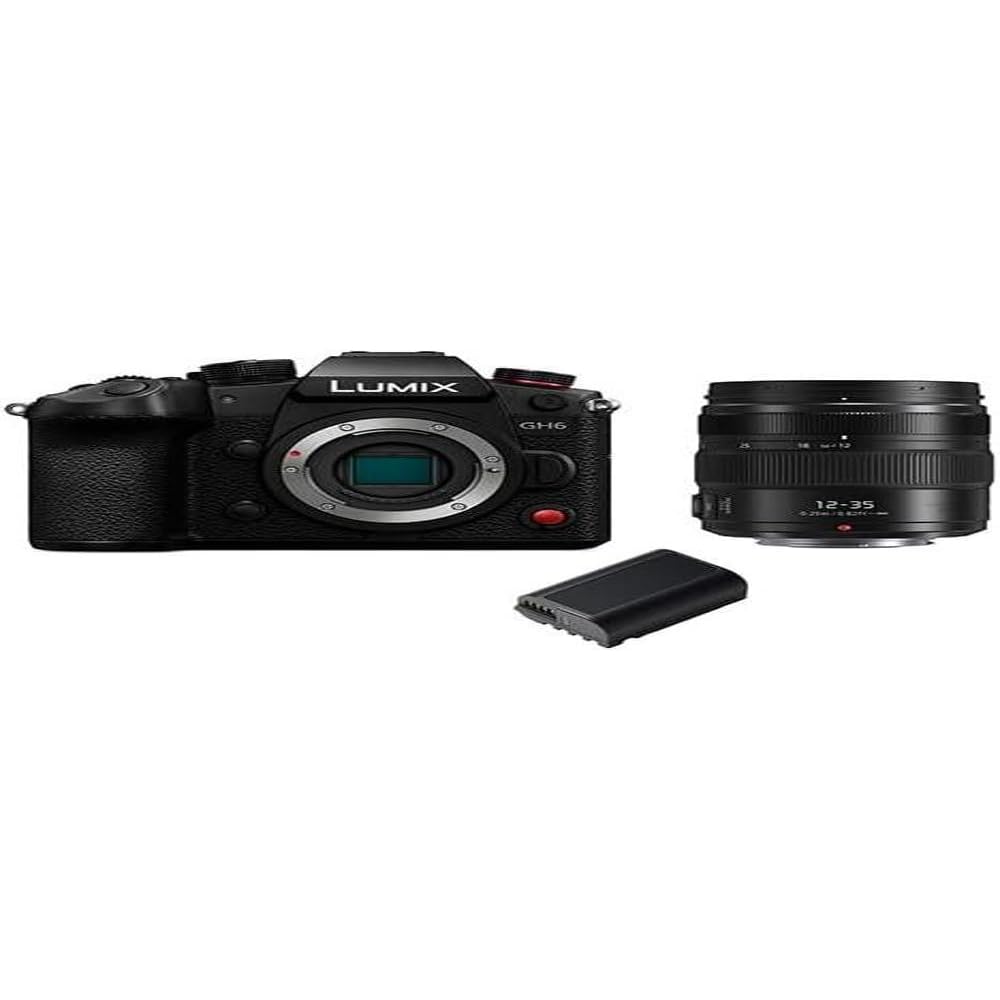 Panasonic LUMIX GH6 and LUMIX 12-35 mm F2.8 lens, 25.2 MP Mirrorless Camera with 5.7K 60 fps/4K 120 fps, Unlimited C4K/4K 4:2:2 10-Bit Video Recording, 7.5-Stop 5-Axis Dual Image Stabilization Black