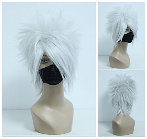 Kadiya Silver White Anime Short Cosplay Wig Heat Resistant Synthetic Hair