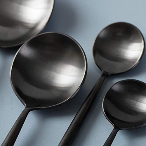Homelux Theory 18/10 Matte Black Stainless Steel Flatware Silverware Cutlery Set | 5-piece Adaline Royal Modern Kitchen Utensils | BEST Birthday Wedding Gift | (2 sets, Black matte polish)