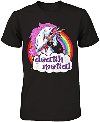 TeeCentury Unisex Zombie Unicorn Death Metal Shirt Next Level - Unisex Fitted Tee (Black, L)