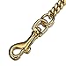 Aiyidi Strong Dog Chain Gold Leash Long 3FT 4FT 5FT 18K Stainless Steel 12mm Curb Cuban Link Dog Leash with Comfortable Genuine Leather Handle(Gold, 3FT)