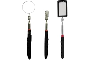 Ailenyun Telescopic Inspection Mirror with 2LED Lights, Telescopic Mirror Round Mirror, Telescopic Magnetic Pickup with LED Lights Tool kit.