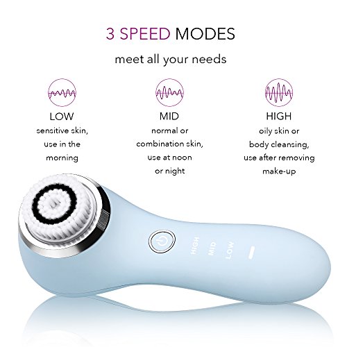 Sonic Facial Brush CosBeauty Waterproof Wireless Face Cleansing Brush System for Deep Cleaning Facial Massager for Sensitive Skin,3 Speeds Blackhead Remover (Navy Blue)