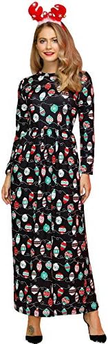 Christmas Women's Ugly Long Sleeve Maxi Empire Waist Casual Cute Dress  Light Bulb & Ball S price in UAE | Amazon UAE | kanbkam