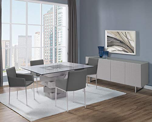 Contemporary Square Dining Table with Glass Top and Liberia Ubuy