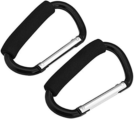 2pcs in Pack Universal Large Buggy Clip Pram Pushchair Shopping Bag Hook Carabiner (Black 14cm)