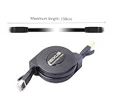 Premium Cat-7 10 Gigabit Ethernet Retractable Cable for Modem Router LAN Network Playstation Xbox, 1.5Meter (5 Ft)