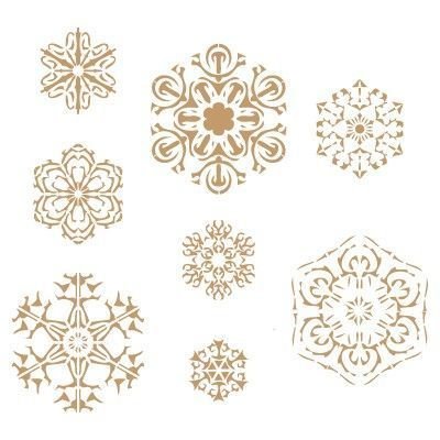 Stencil Deco Festivities 008 Christmas Snowflakes. Stencil Size: 20x20 cm (7,9x7,9 in). Design Size: 17,6x16,3 cm (6,9x6,4 in)