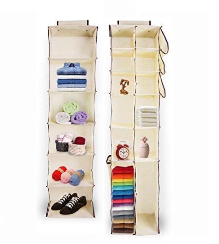 Hanging Shelves 2PC Set for In-Closet Storage. Clothes Storage &amp; Hanging Closet Organization Set. Towel, Linen, Fabric, Shoe and Sweater Organizer. Eco-Friendly Closet Storage System by Stone &amp; Clark