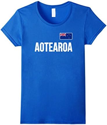 Womens NEW ZEALAND T-shirt Aotearoa Flag Maori Shirt Distressed Tee XL Royal Blue
