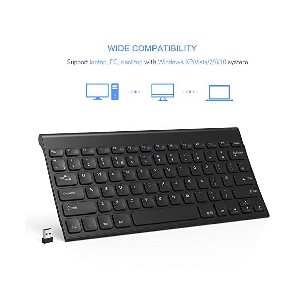 Wireless-Rechargeable-Keyboard-Jelly-Comb-KUS-009D-24GHz-Compact-Wireless-Keyboard-QWERTY-UK-Layout-Ultra-Slim-Portable-Black Wireless Rechargeable Keyboard, Jelly Comb KUS-009D 2.4GHz Compact Wireless Keyboard QWERTY UK Layout, Ultra Slim…
