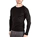 MERIWOOL Mens Base Layer - 100% Merino Wool Midweight Long Sleeve Thermal Shirt Black