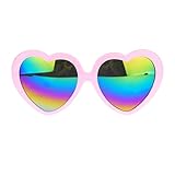 Womens mirrored Rusta Mirror Lens Plastic Frame Heart Shape Sunglasses Pink