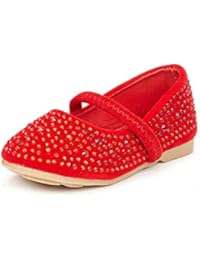 DREAM PAIRS MUY-Shine-INF Mary Jane Girls Rhinestone Studded Slip On Ballet Flats Toddler New Red Size 10