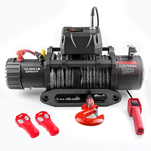 RUGCEL 12000LB Winch Waterproof IP68 Electric Winch with Hawse Fairlead