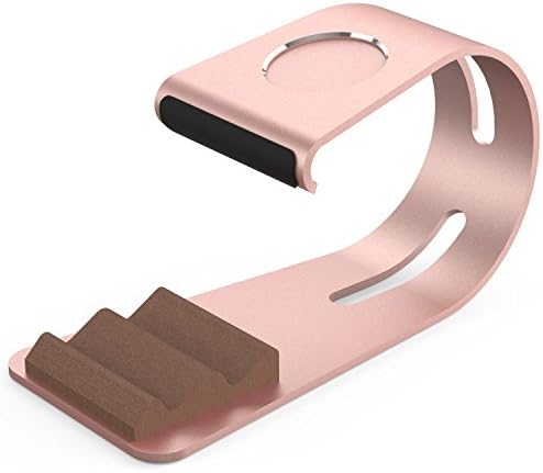 2 in 1 iPhone Stand,Apple Wacth iPhone Stand Dock for iPhone 8/ 8 Plus/ iPhone X and Apple Watch Series 3/ 2/ 1 (The Moom - Rose Gold)