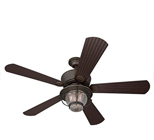 Merrimack 52-in Antique Bronze Outdoor Downrod or Flush Mount Ceiling Fan with Light Kit and Remote Country Chic Indoor Outdoor - Thumbnail 5