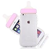 Generic Baby Bottle Cute 3D TPU Soft Pregnant Woman Milk Bottle Clear Case Lanyard Case Cover for iPhone 6 plus (Pink)