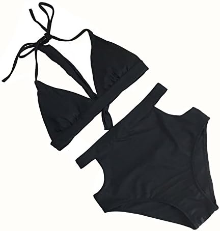 Mitang Women's 2 Pieces Bikini Top High Waist Cutout Bottom Swimsuits