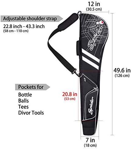 mytag Golf Club Carry Bag Embroidered Spider Design Durable Clubs Case Driving Range Mini Lightweight for Men Women Golfer Customization