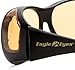 Eagle Eyes StimuLight Low Light Vision Boosters FITONS - UVA, UVB and Blue Light Blocking Protection - Matte Black Frame with Light Orange Lens Fit Over Glasses