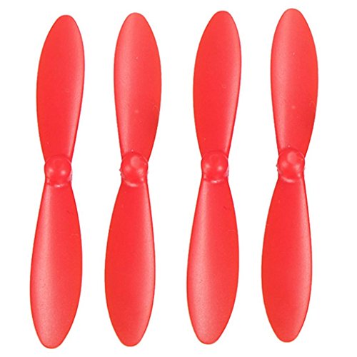 SUKEQ 4PCS Foldable Blades Propellers Replacement Accessories Spare Part Props For Hubsan X4 H107C H107D H107L Drone (Red)