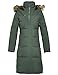 ADOMI Women's Long Hooded Thickened Down Coat with Fur Trim Army Green L