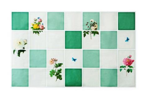 TBOP Home Aluminum foil Smoke-Proof high Temperature Oil Proof Wallpaper Kitchen Stove Tile Wall Waterproof Stickers Flower Bunch Size 74 * 45cm in Green Color