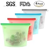 4 Packs Reusable Silicone Food Storage Preservation Bags, SiFREE Cooking Bag for Refrigerator, Microwave Oven, Fruits, Vegetables, Meat