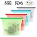 4 Packs Reusable Silicone Food Storage Preservation Bags, SiFREE Silicone Versatile Cooking Bag for Refrigerator, Microwave Oven, Fruits, Vegetables, Meat