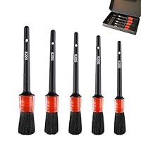 COCODE Detail Brush (Set of 5), Auto Detailing Brush Set Perfect for Car Motorcycle Automotive Cleaning Wheels, Dashboard, Interior, Exterior, Leather, Air Vents, Emblems