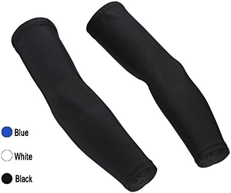 Arm Sleeves - Domilife Compression Arm Sleeve UV Protection Cooler Anti-slip for Men Women Suitable for Cycling Driving Football Basketball Golf Hiking Running Baseball - Black White Blue (1 Pair)
