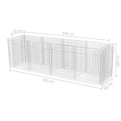 Gabionen-Hochbeet Stahl 360×90×100 cm – Bild 7