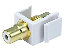Monoprice 106550 Keystone Jack Modular RCA with White Center, White (2 Pack)