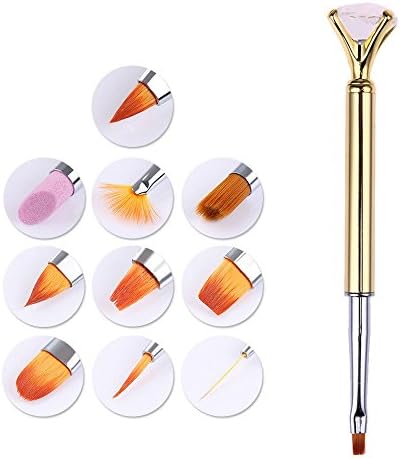 10 in 1 Professional Nail Art Brushes UV Gel Drawing Painting 3D Acrylic DIY Nail Art Salon Manicure Tool- Gold