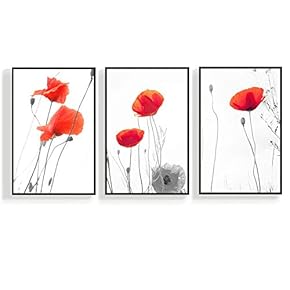 3 Piece Canvas Wall Art for Living Room, Bedroom Green Plants Framed Canvas Prints for Home Decoration Ready to Hang - 16"x24"x3 Panels