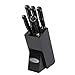 Oceanstar KS1200 Contemporary Knife Set with Block, Elegant Black, 6-Piece