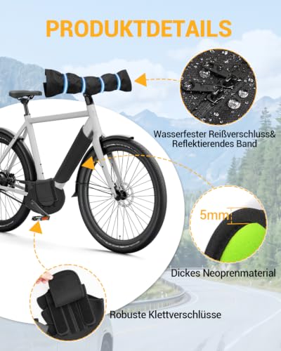 OlaVeg 3-Piece E-Bike Transport Protection Set for Handlebars Motor and Battery | Electronic protection protects against rain, splashes of water, dirt, nylon and neoprene, universal for e-bikes, black