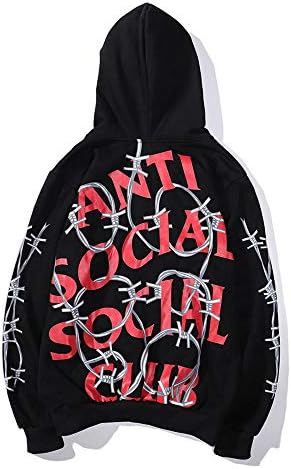 QYS Anti Social Social Club Women's Long Sleeve Pullover Hoodie Sweatershirts,Black,XXL