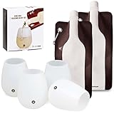 Avery Barn 6 pc Food Grade Silicone Unbreakable Wine Glasses + Foldable Plastic Bottle Bag