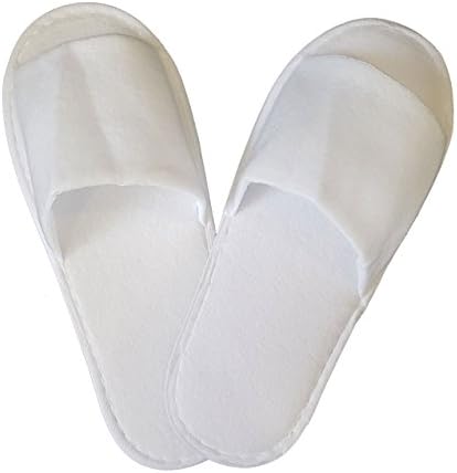 Disposable White Cloth Cotton Open Toe Slipper Spa Hotel Indoor Home Slippers 5 Pairs