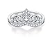 BoRuo Princess Crown Tiara Wedding CZ Band - Premium Crown Rings For Women - Cubic Zirconia Ring - Sterling Silver Rings - Rings For Women With Platinum Plating Over Sterling Silver - 2mm 925 Silver Ring With Eco Friendly Bag Size 4-12