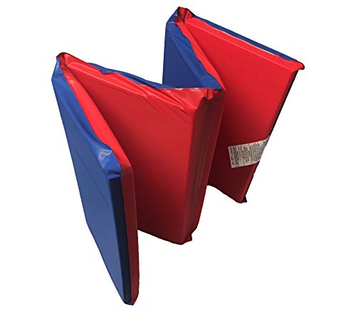 KinderMat, 1.5" Thick KinderMat, 4-Section Rest Mat, 41.5" x 17.5" x 1.5", Red/Blue, Great for School, Daycare, Travel, and Home, Made in the USA