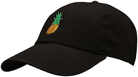LOVATI Pineapple Dad Hat Baseball Cap Polo Style Unconstructed (Black)