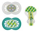 MAM Trends Orthodontic Pacifier with Clip Value Pack, Boy, 6+ Months, 2-Count