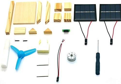 Banghotfire DIY Solar Fan Model Assemble Building Kits Science Experiment Toys for Kids Wood Color
